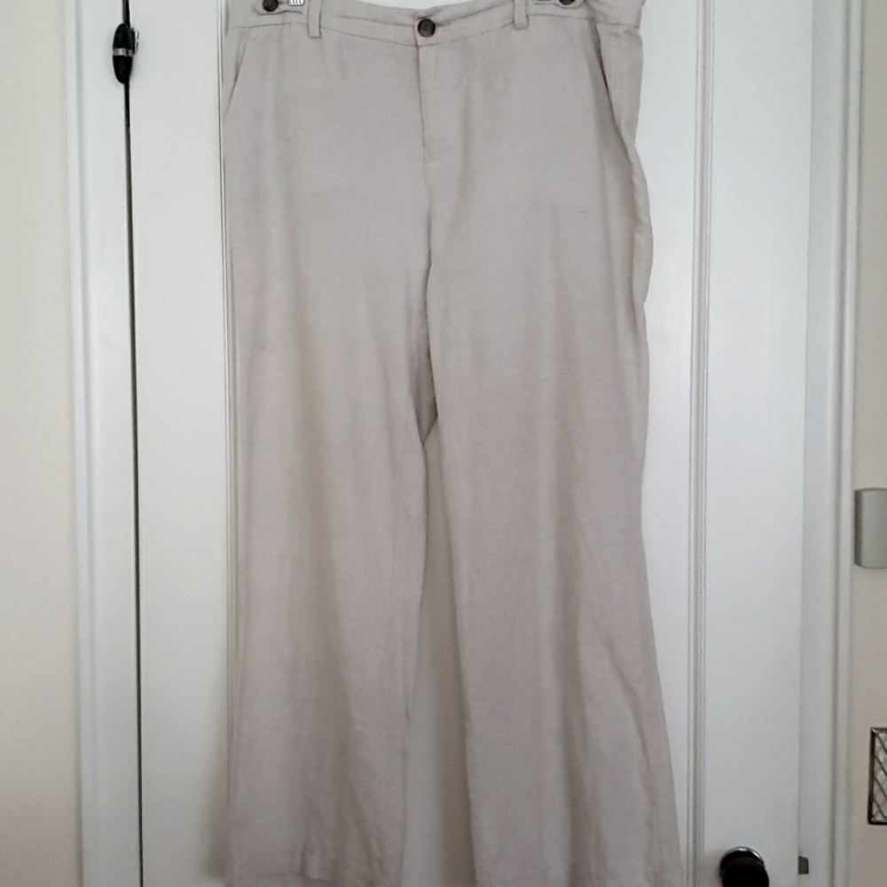 BANANA REPUBLIC linen flowy wide leg chino pants Size 12